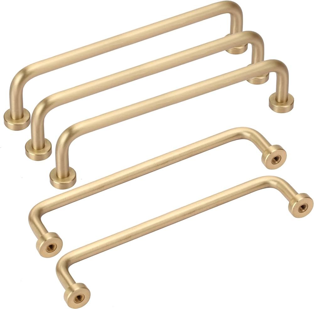 WORHE Brass Cabinet Pulls Solid Pure 6.3 inch 160mm Hole Center, Drawer and Dressing Table Handle... | Amazon (US)