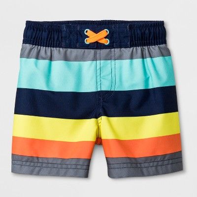 Baby Boys' Striped Swim Shorts - Cat & Jack™ Gray | Target
