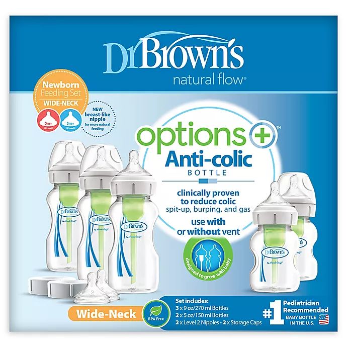 Dr. Brown's® Options+™ Newborn Wide-Neck Baby Bottle Set in Clear | buybuy BABY