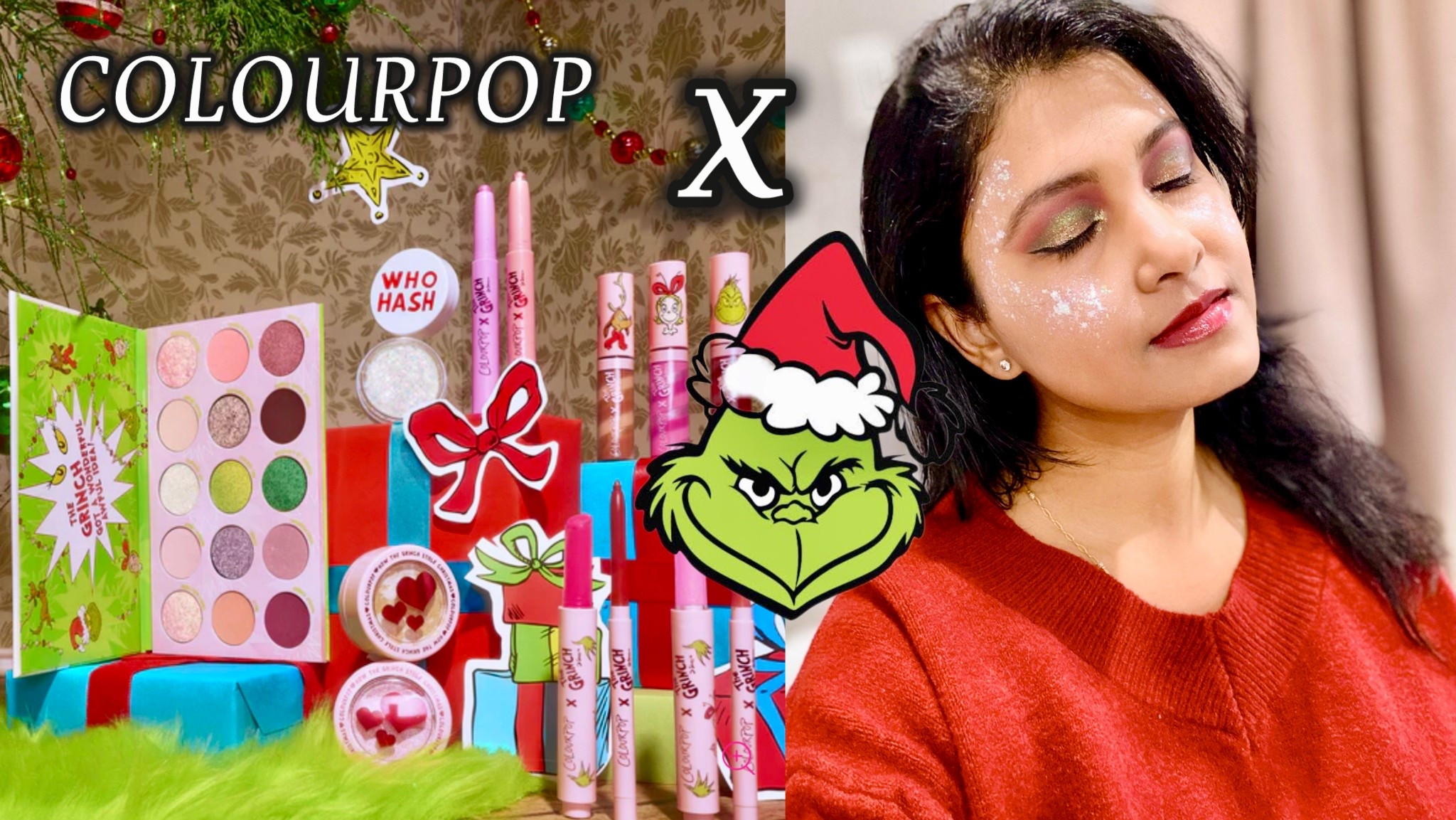 Colourpop x The GRINCH Collection  💚 😈 🛷 🎄 Swatches and Tutorial

watch on my youtube channel @ pamdsouza , IG @ justchillwithpam 

#LTKHalloween #LTKBeauty #LTKGiftGuide