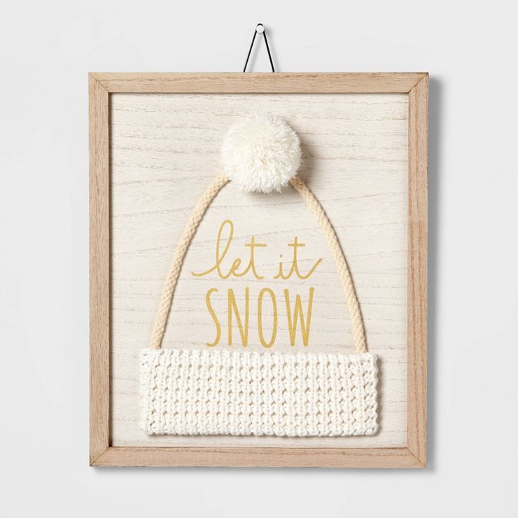12" Wood 'Let it Snow' Stocking Hat Wall Sign - Wondershop™ | Target
