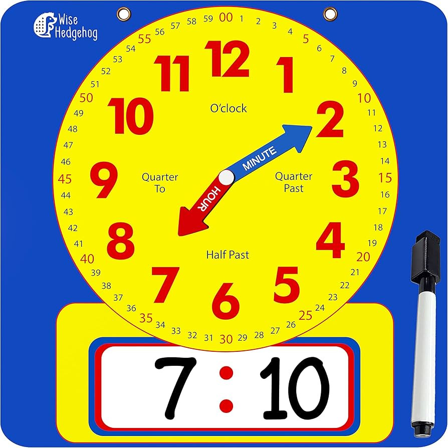 Large Dry Erase Magnetic Teaching Demonstration Clock, Kids Telling Time Learning Clock for Analo... | Amazon (US)