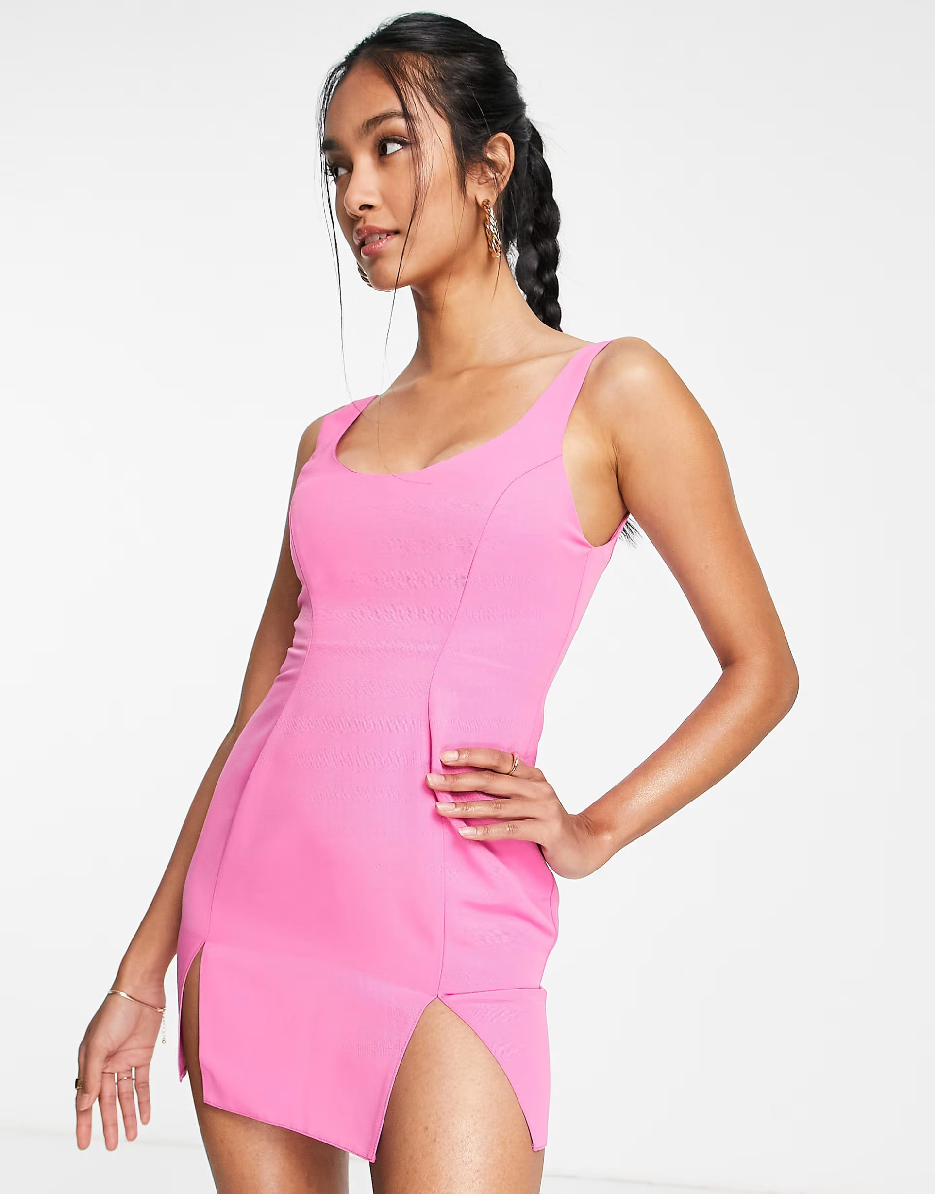 ASOS DESIGN structured scoop mini dress with split detail | ASOS (Global)