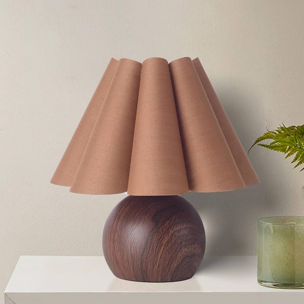 KUNJOULAM Cute Small Table Lamp, Modern Bedside Nightstand Lamp with Coffee Lampshade, Metal Base... | Amazon (CA)