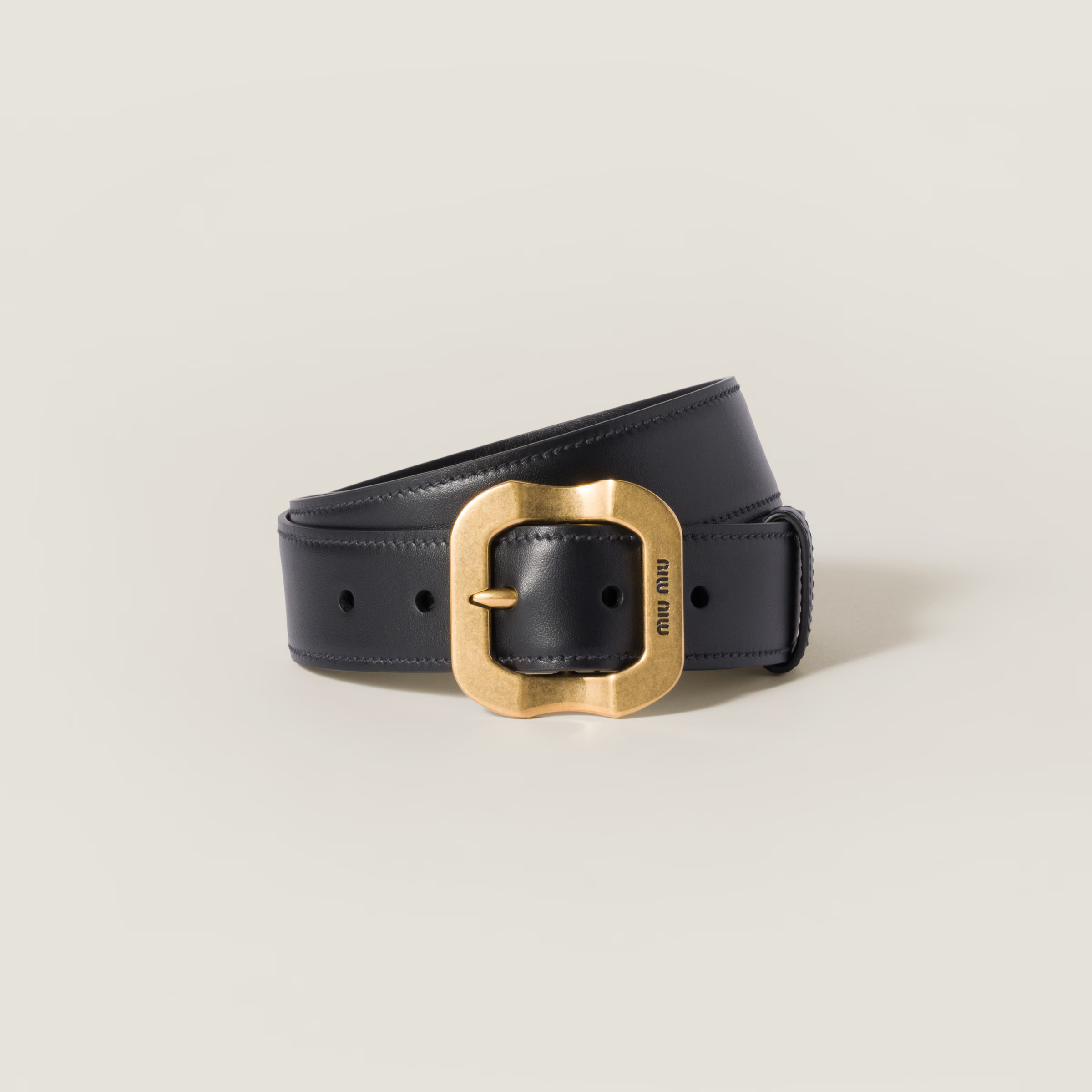 Black Leather Belt | Miu Miu | Miu Miu US