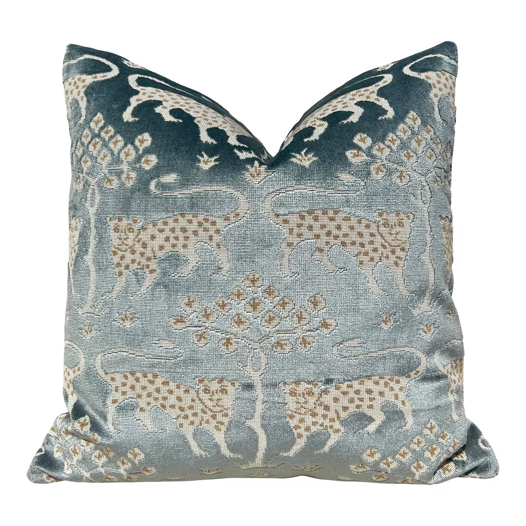 Schumacher Woodland Velvet Pillow Mineral. Accent Decorative Pillow Cover Spa Beige, Designer Mod... | Etsy (US)