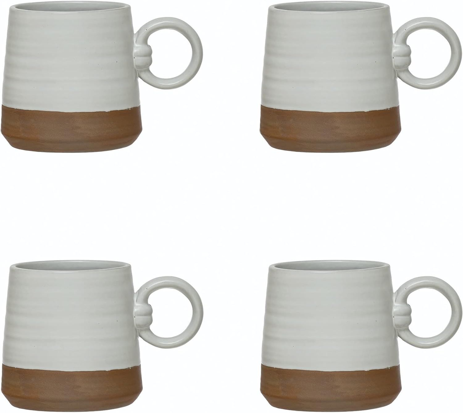 Creative Co-Op Stoneware, Reactive Glaze, Set of 4 Mug Set, 6" L x 4" W x 4" H, Multicolor | Amazon (US)