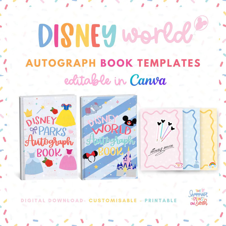 Disneyworld Autograph Book Digital & Editable Character Autograph Printable Templates for Family ... | Etsy (US)