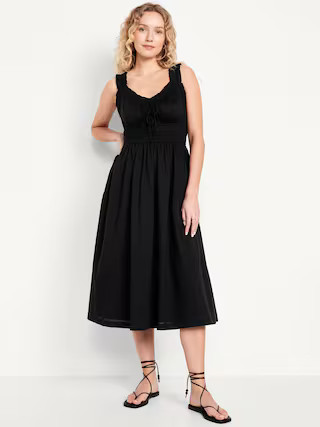 Fit & Flare Sleeveless Midi Dress | Old Navy (US)