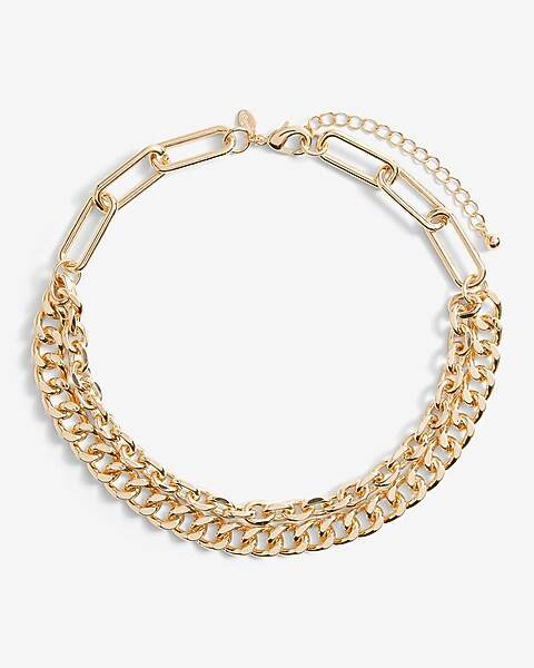 2 Row Mixed Chain Necklace | Express