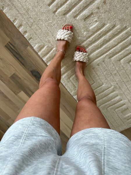 Comfy workout shorts size XXS  pearl sandals super comfy 

#LTKsalealert #LTKunder100 #LTKunder50