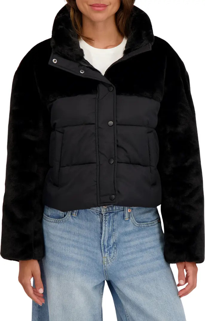 Sebby Faux Fur Mixed Media Puffer Jacket | Nordstromrack | Nordstrom Rack
