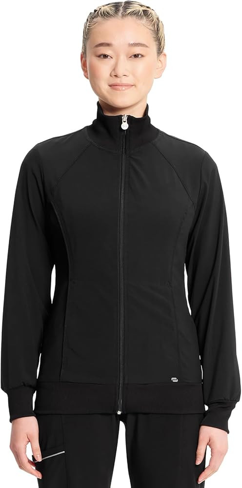Cherokee Infinity Zip Front Scrub Jackets for Women, 4-Way Stretch Fabric, 2391A | Amazon (US)