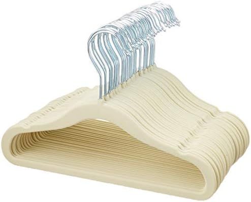 Amazon Basics Kids Velvet Non-Slip Clothes Hangers, Beige - Pack of 30 | Amazon (US)