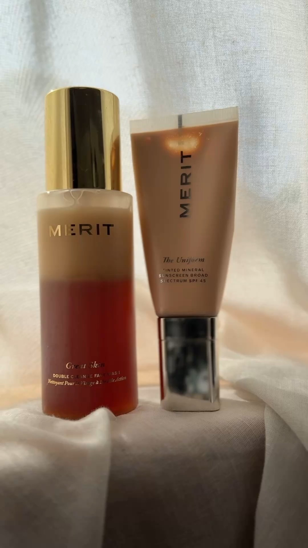 NEW Merit Beauty Great Skin Double Cleanser and Mineral SPF. The bi-phase cleanser melts away Merit products leaving you feeling clean and hydrated. #meritbeauty 

#LTKOver40 #LTKBeauty #LTKFindsUnder50