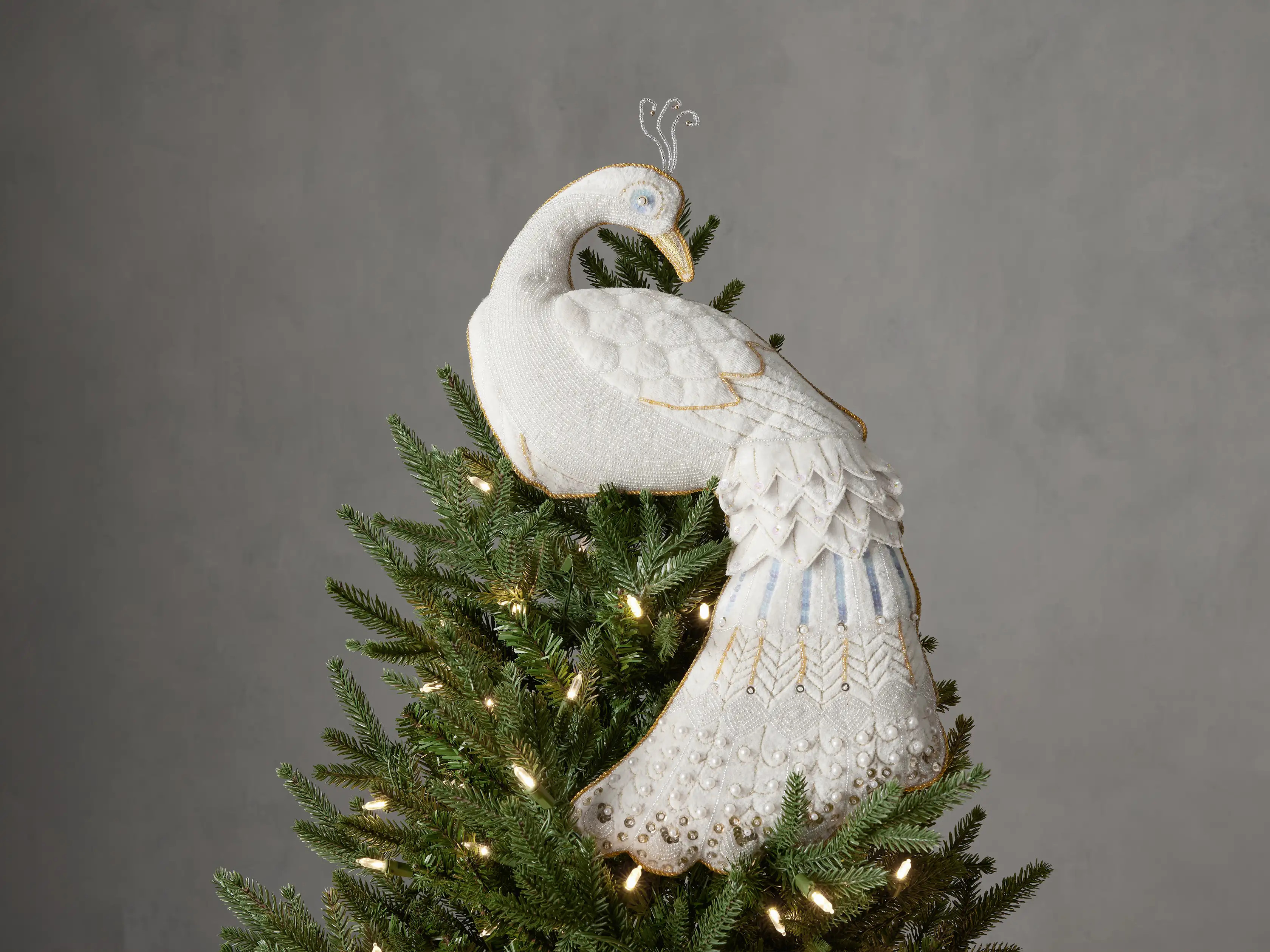 Beaded Peacock Tree Topper | Arhaus