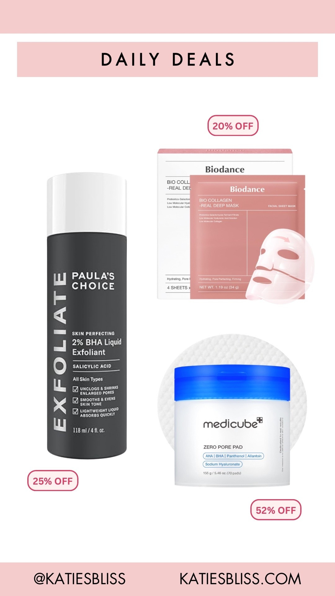 Daily deals ✨

Amazon. Deal. Sale. Markdown. Prime. Beauty. Skincare. Medicube. BIODANCE. Paula’s choice. 



#LTKMothersDay #LTKSaleAlert #LTKselfcare