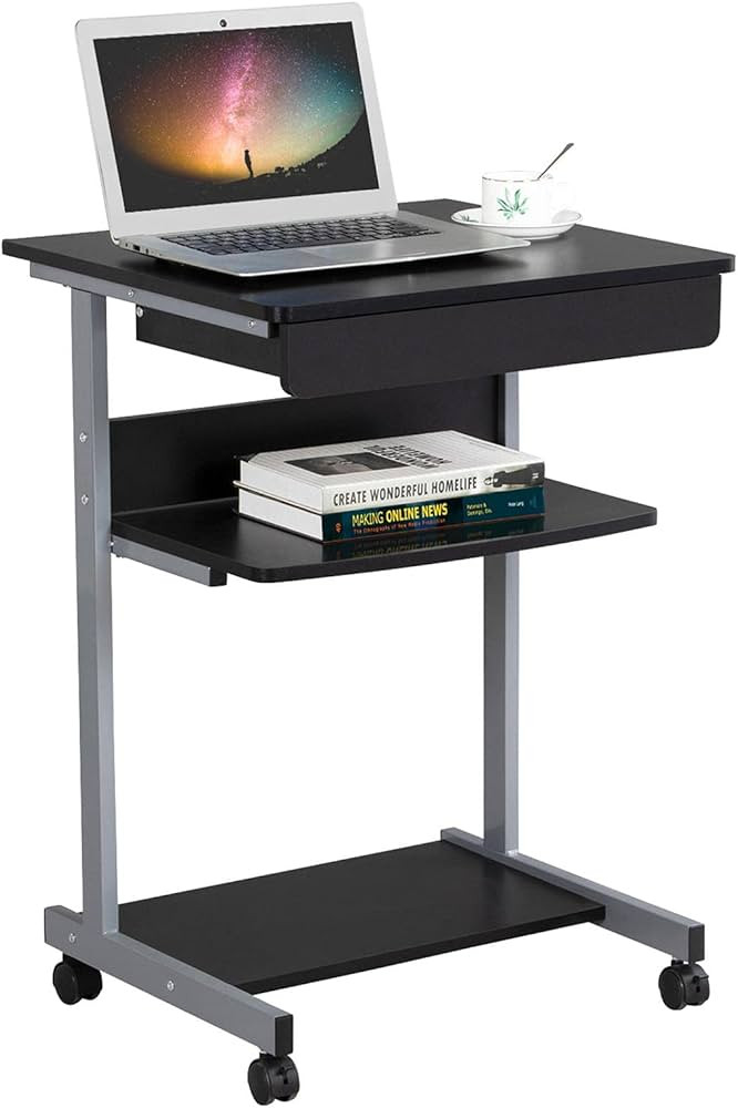Topeakmart Mobile Compact Computer Desk Cart for Small Spaces, Work Workstation, Writing Desk Tab... | Amazon (US)