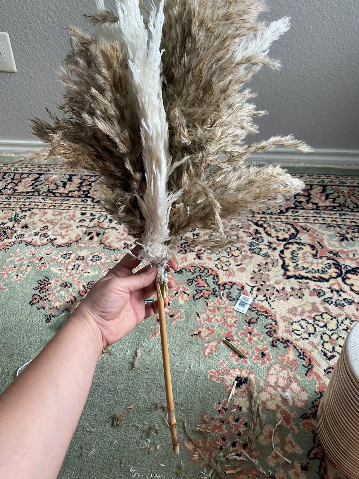 17 inch 20 Stems Pampas Grass Decor Tall -Natural Fluffy Pampas Grass Tall Pompas Grass for Floor Vase - Boho Decor Home Decor Wedding Decor Event Decor, 2404-c15-30brown-45cm | Amazon (US)
