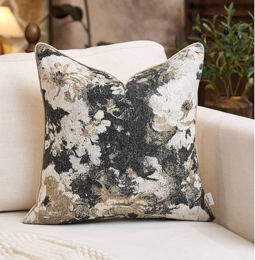 Yangest Neutral Flower Pillow Cover 20 x 20 Inches, Nature Chenille Square Throw Pillow Cover Sof... | Amazon (US)