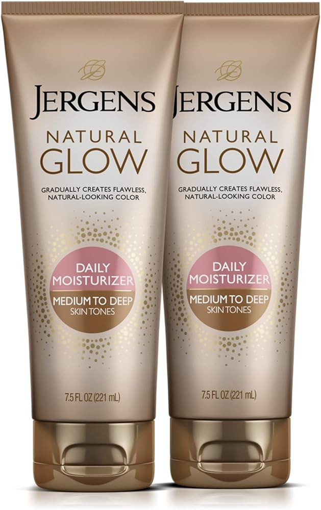 Jergens Natural Glow Self Tanner Lotion, Daily Sunless Fake Tanning, Medium to Deep Skin Tone, Da... | Amazon (US)