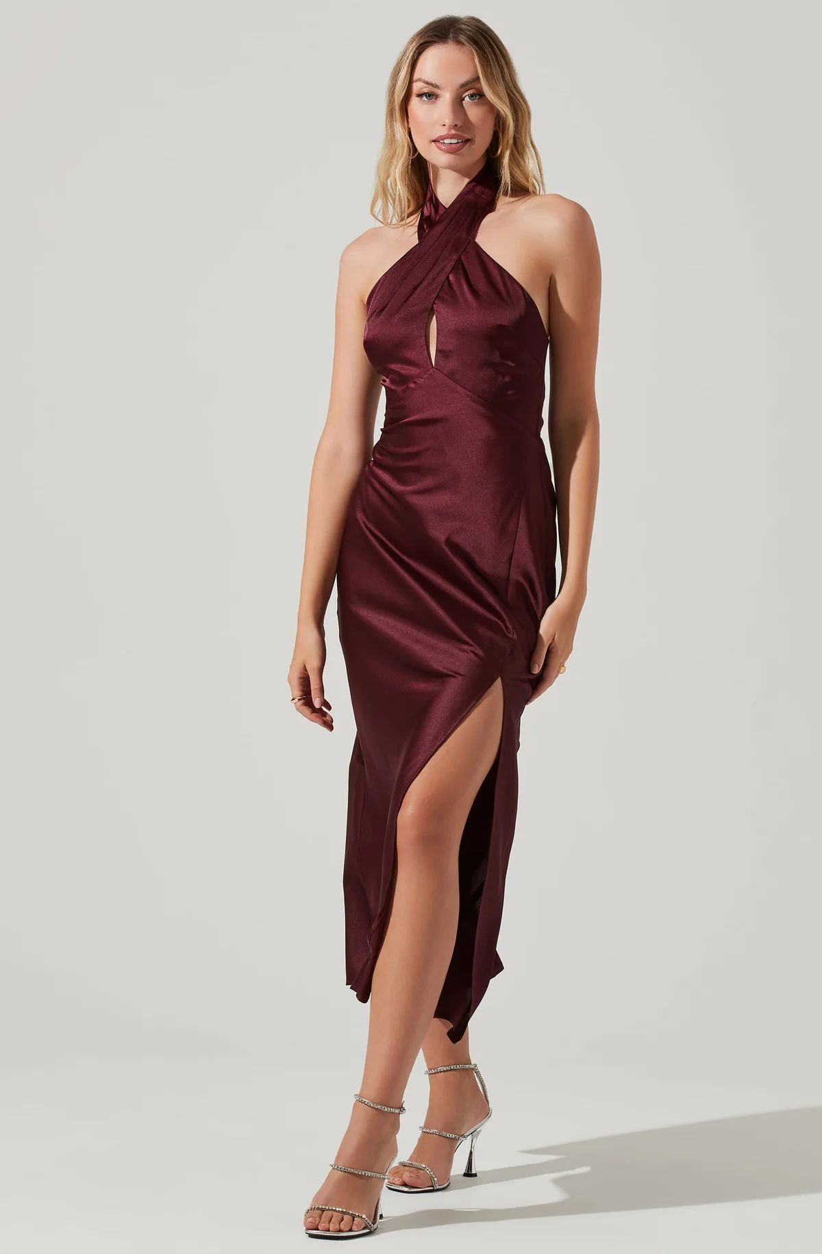 Marissa Satin Halter Neck Midi Dress | ASTR The Label (US)