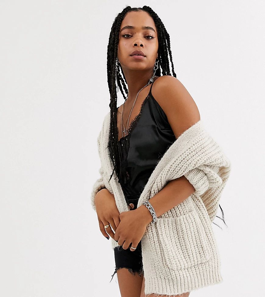 Bershka throwon cardigan in camel-Beige | ASOS (Global)