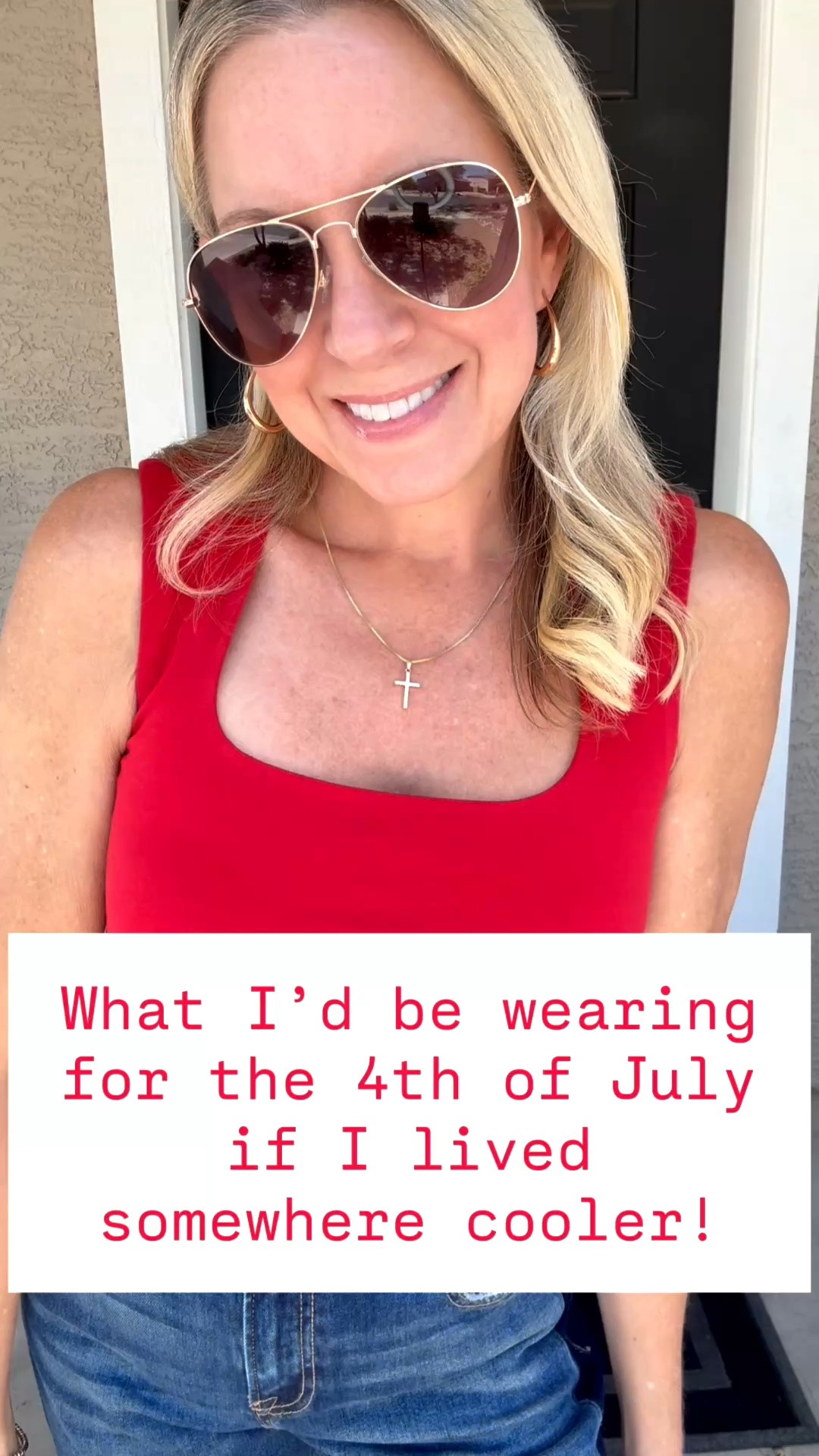 What I’d be wearing on the 4th if I was somewhere cooler!

I picked up these darling straight leg two-tone jeans at a boutique in CA, so I linked a very similar Amazon pair. My jelly accessories are available @oldnavy, and my tank is available @gap! Wearing my usual size S tank & 27 jeans.