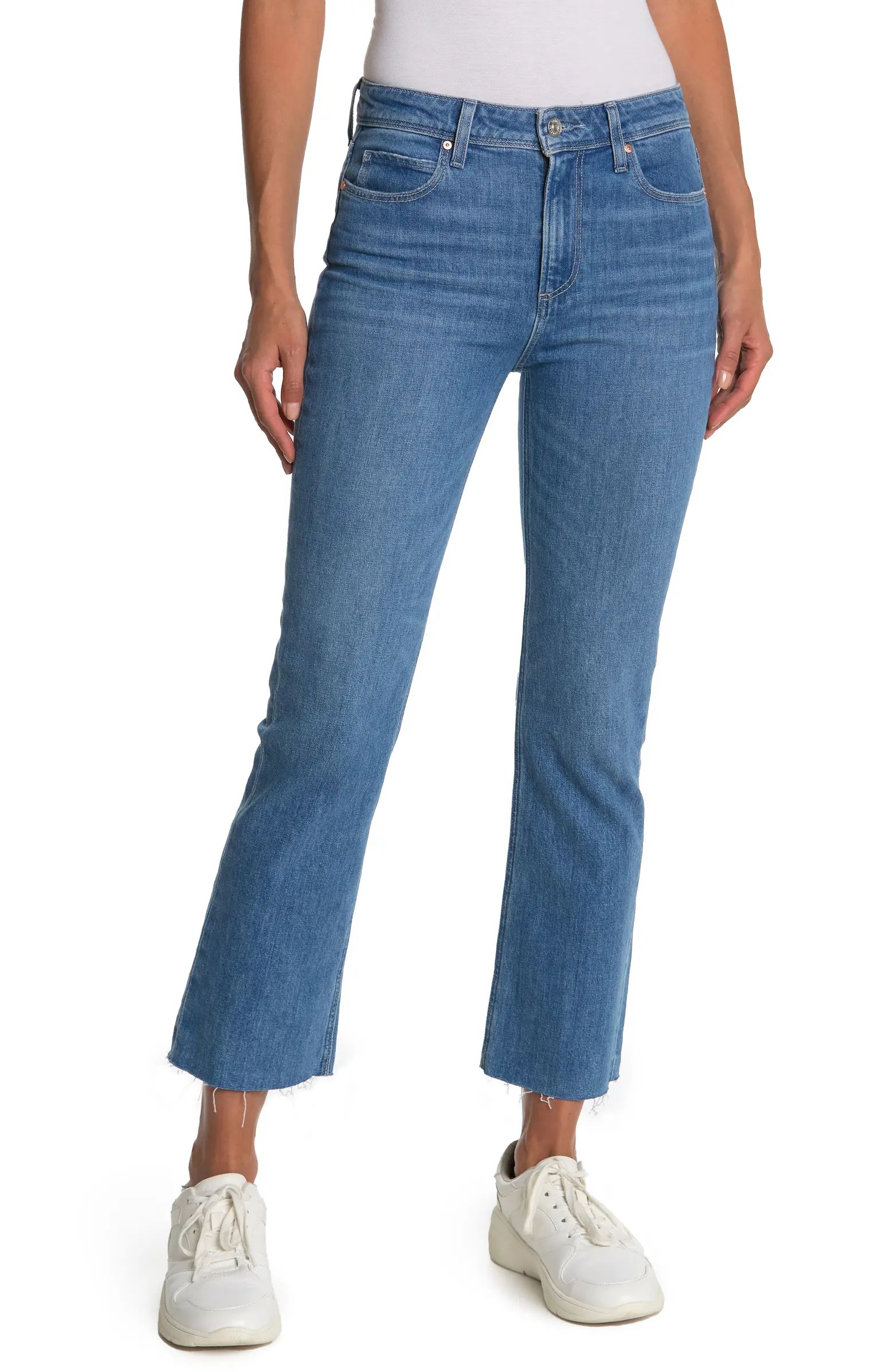 PAIGE Colette High Waist Raw Hem Crop Flare Jeans | Nordstrom | Nordstrom