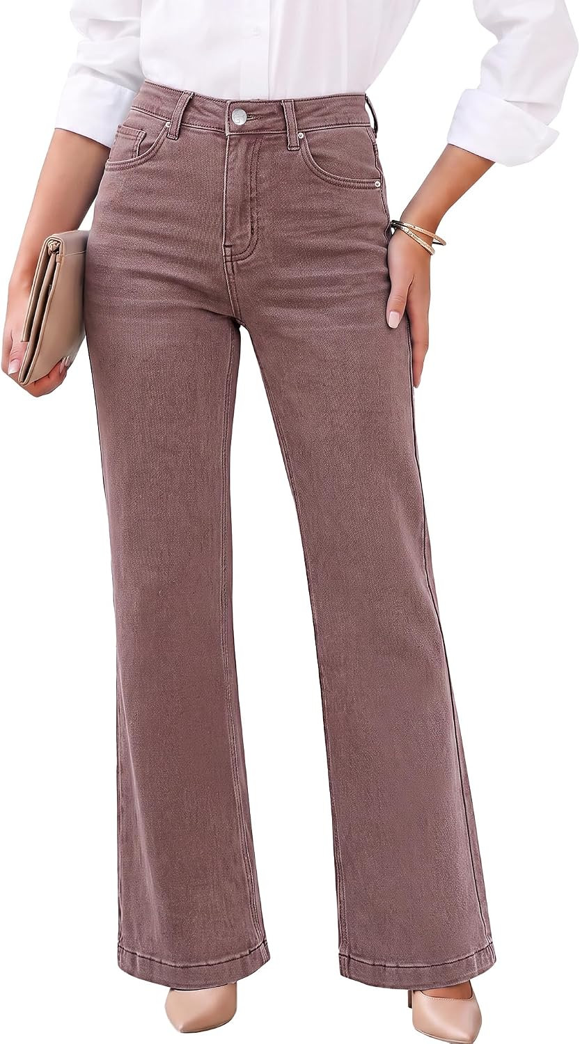 GRAPENT Flare Jeans for Women High Rise Wide Leg Baggy Stretchy Denim Pants | Amazon (US)