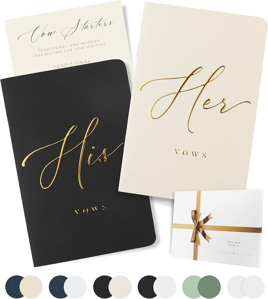 Wedding Vow Book for Her & Him, Soft Touch, Gold Foil Engraving, 28 Lined Pages, Wedding Vow Book... | Amazon (US)