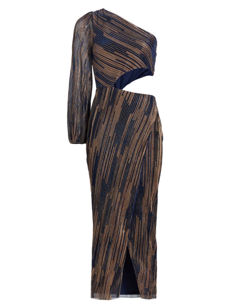 Laia Metallic Pleat Midi Dress | Saks Fifth Avenue
