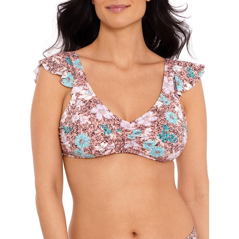 Time and Tru Women’s Batik Floral Tuffle Top Swimsuit | Walmart (US)