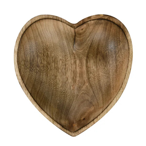 Vintage Heart Shaped Natural Brown Tamarind Wood Hand Carved Tray Bowl | Wayfair North America