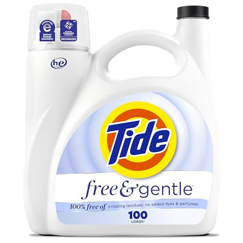 Tide Free & Gentle Liquid Laundry Detergent, 100 Loads, 132 fl oz, Tide Laundry Detergent, Clean Laundry Detergent | Amazon (US)