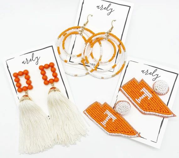 Gameday Earrings Tennessee Orange and White College - Etsy | Etsy (US)