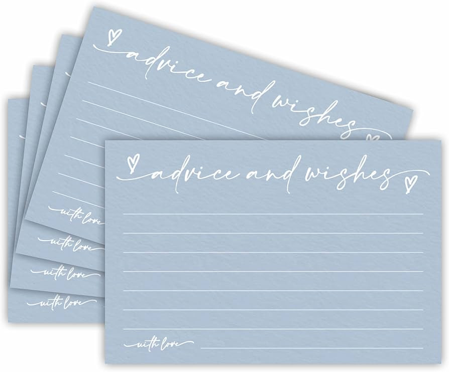 30 Advice & Wishes Cards - Minimalism Blue - Double Sided Fill-In Advice Cards For Bridal, Weddin... | Amazon (US)