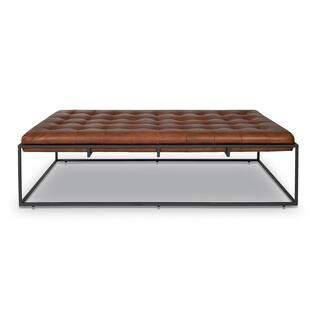 Curio Ottoman in Tan/Black | The Home Depot