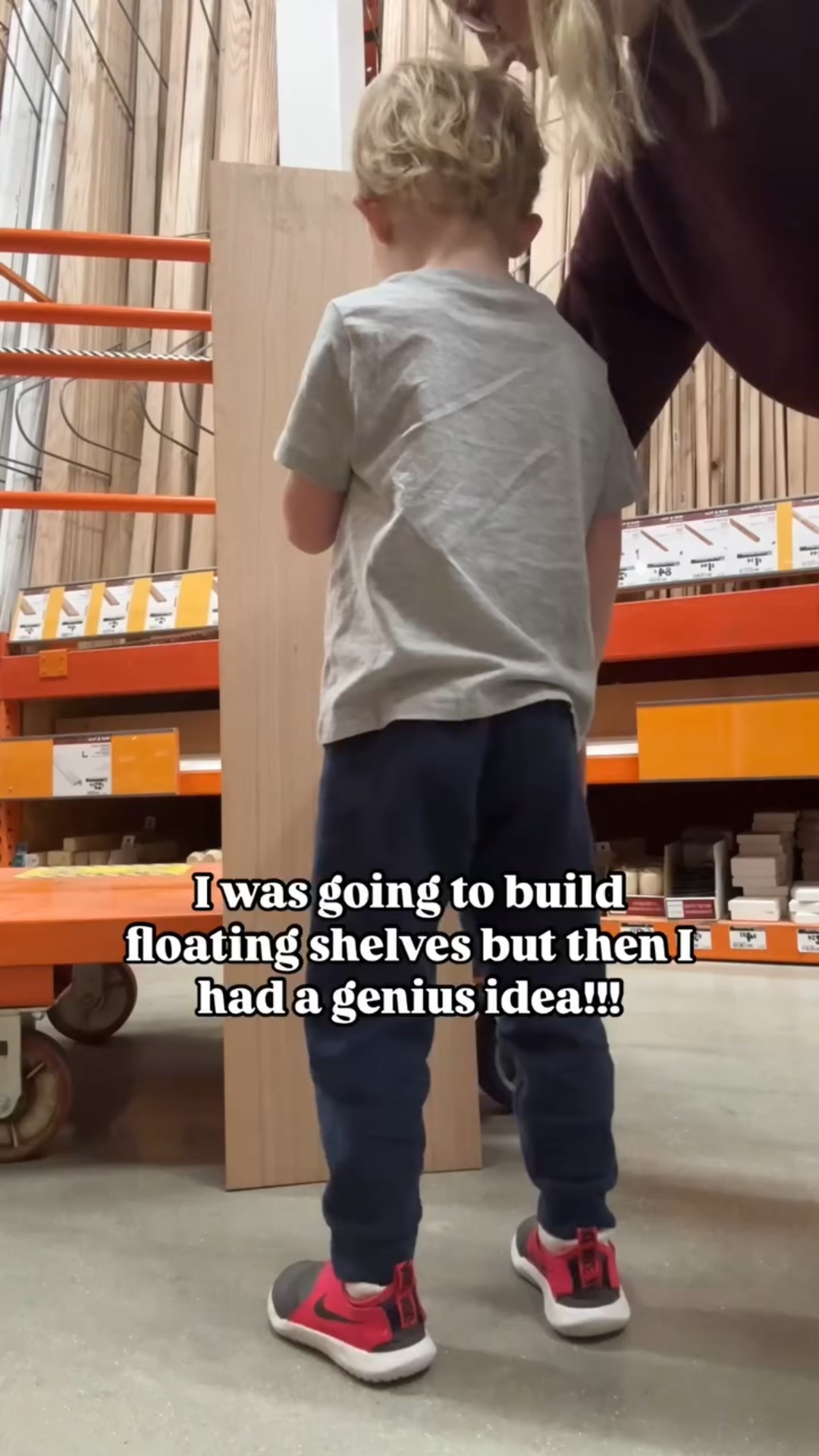 DIY Floating Shelf Hack! 💪🏼 I found these stair treads that make the perfect floating shelves! Simply cut them down to size, stain/paint and install! SO GENIUS! And easy! A very beginner friendly DIY! You can use metal shelf brackets or if putting between two cabinets… simply screw them in!

What do you think?! 🤯 So cool, right!?

#floatingshelves #diyhomeprojects