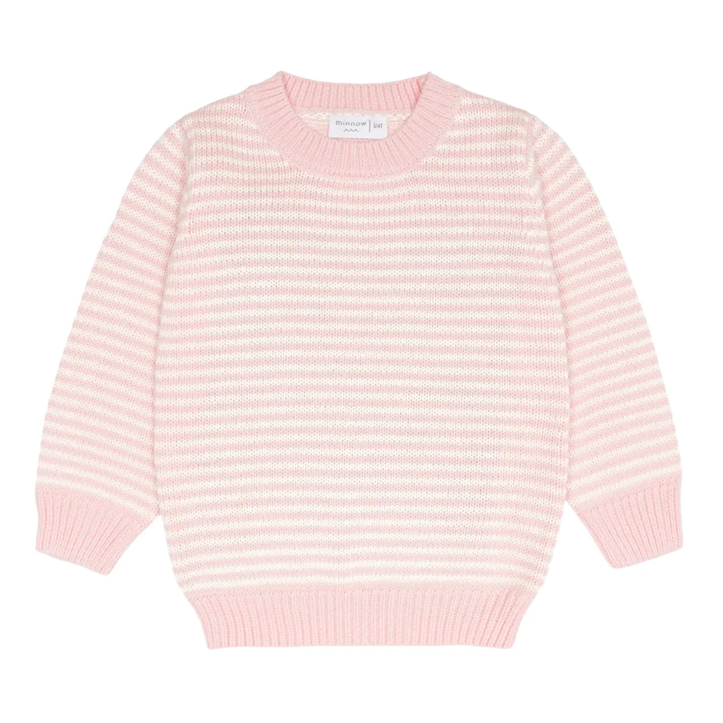unisex pink and cream stripe knit sweater | Minnow