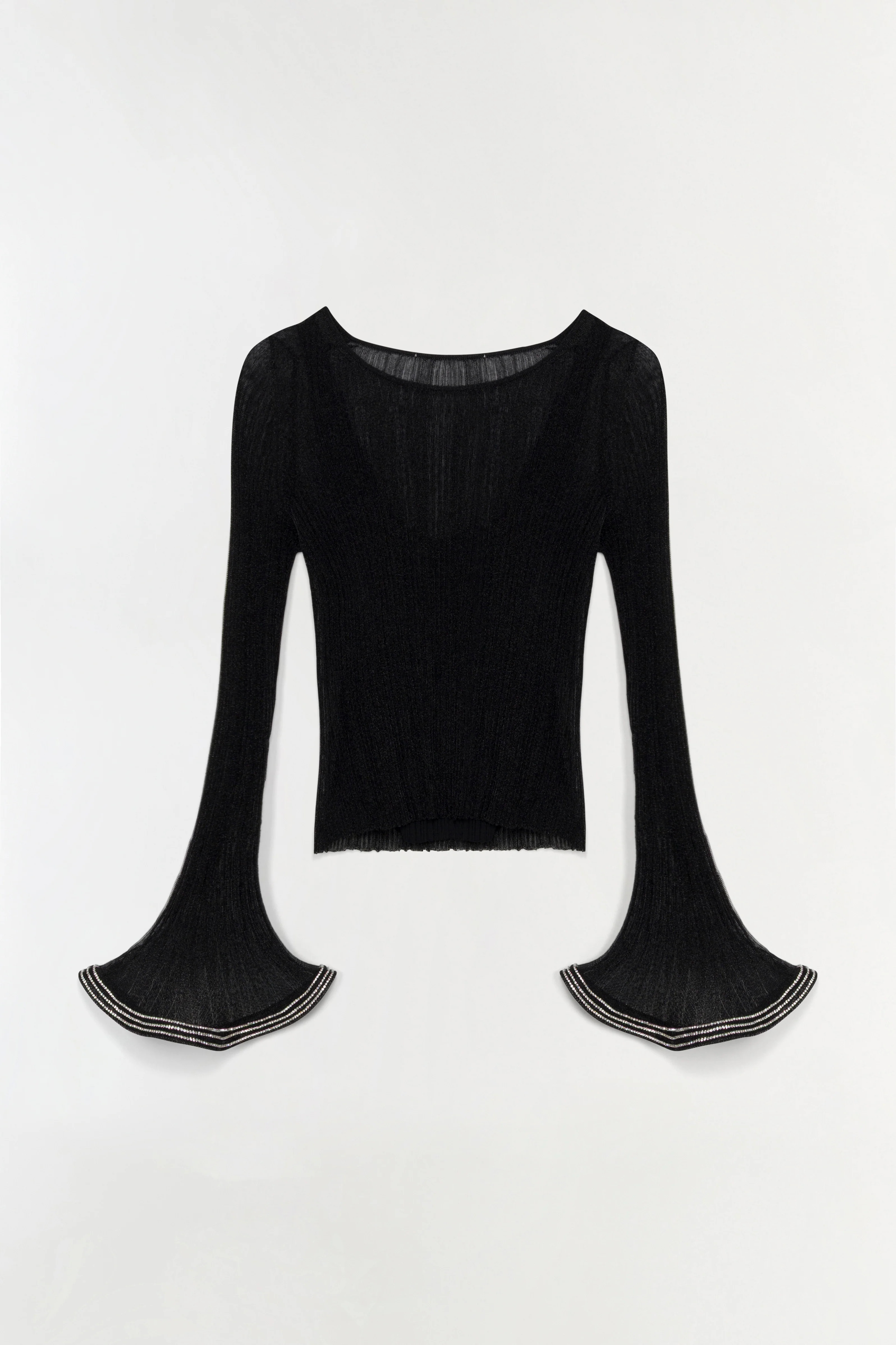 SIMKHAI Women's Knitted Maebry Metallic Plisse Top in Black, Size XS | Simkhai