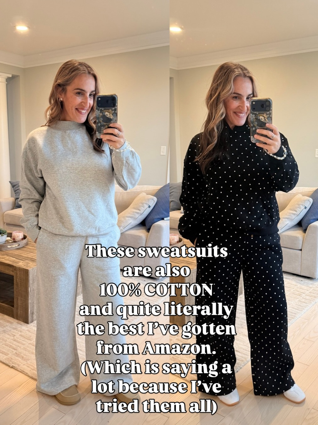 Wearing a medium in all. #casualchic #comfychic #dupe #leisurewear 

 #LTKootd #LTKmomlife #LTKOver40