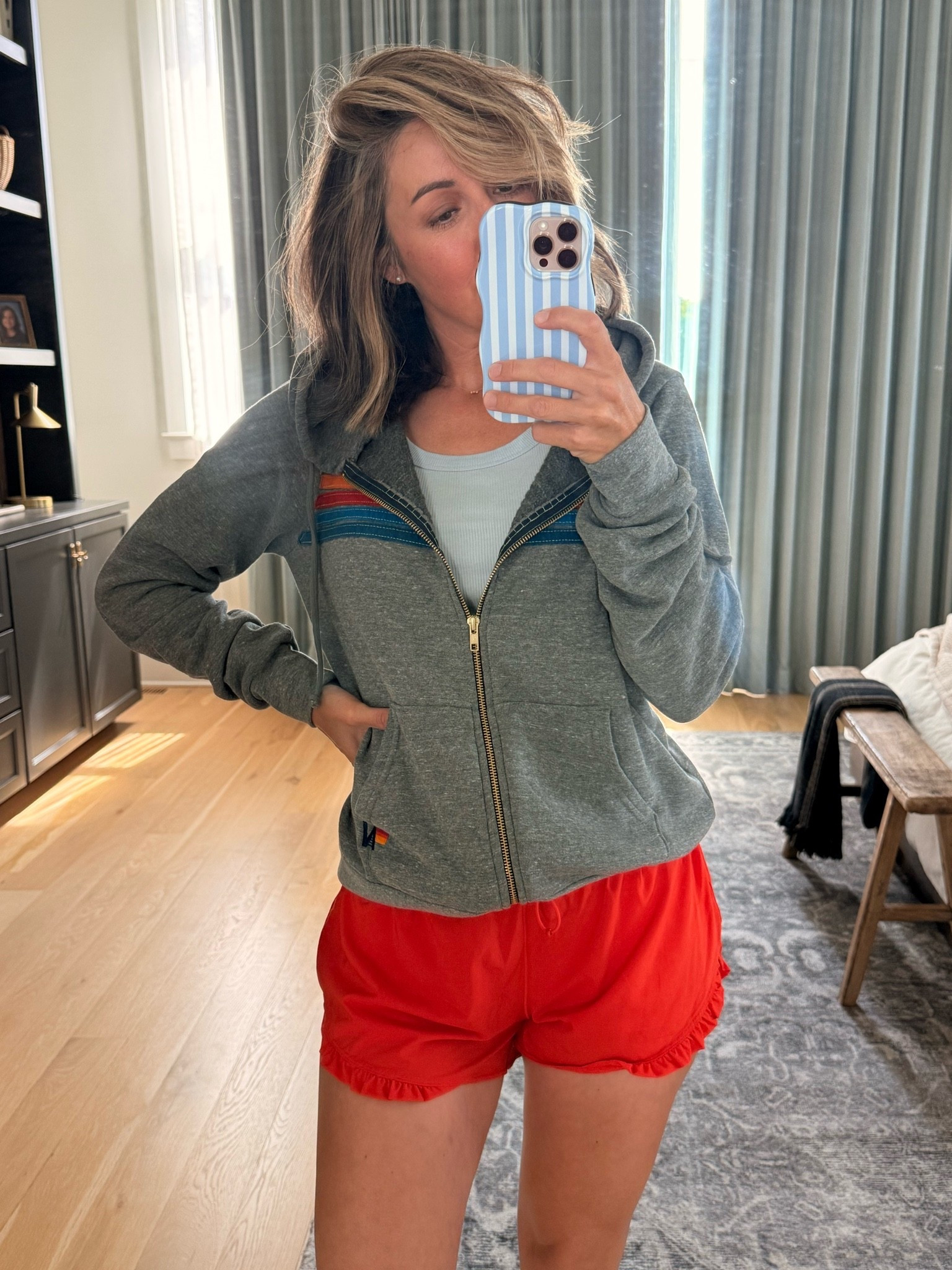 Cutest shorts from @Aerie and the softest hoodie from @Aviator Nation wearing size small in everything

#LTKootd #LTKOver40 #LTKmomlife