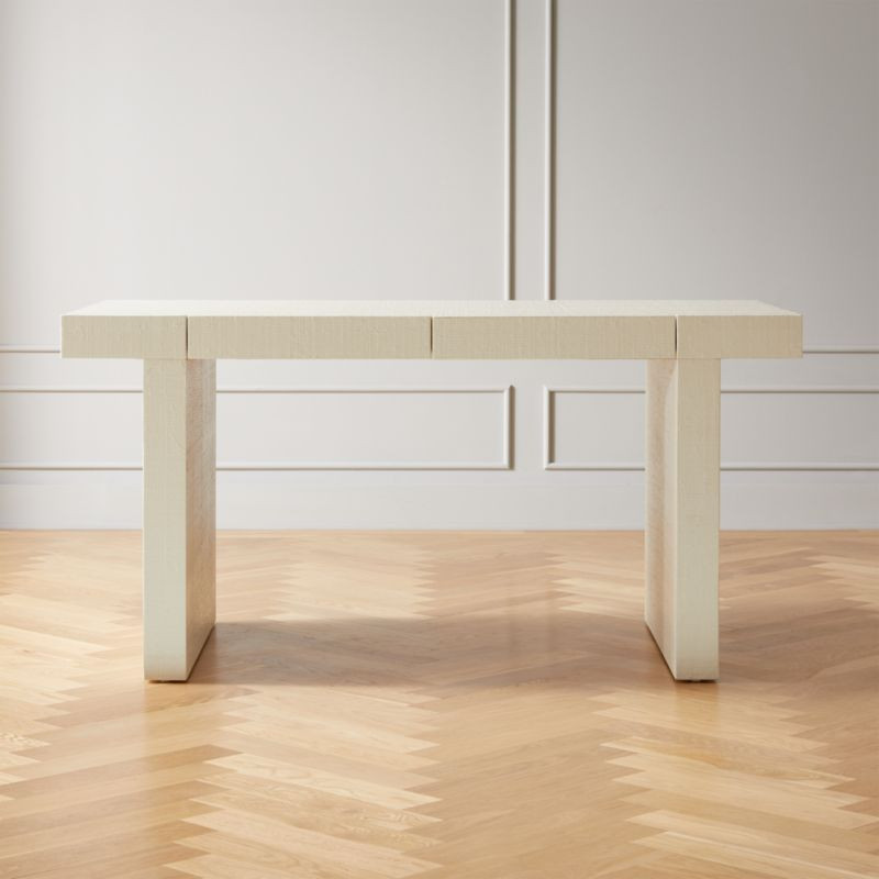 Bianca Lacquered Linen Parsons Desk + Reviews | CB2 | CB2