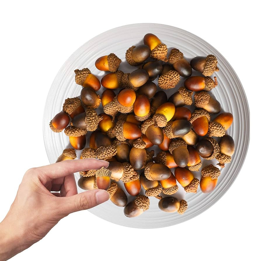 120 PCS Artificial Acorns, Fake Natural Acorns Decoration Thanksgiving Lifelike Simulation Christ... | Amazon (US)
