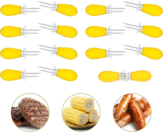 Corn Holders, 16Pcs/8 Pairs Stainless Steel Corn On The Cob Sweetcorn Corn Skewers, Interlocking ... | Amazon (US)