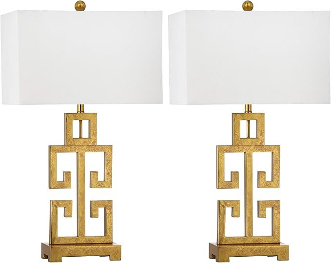 SAFAVIEH Lighting Collection Greek Key Farmhouse Glam Antique Gold 29-inch Bedroom Living Room Ho... | Amazon (US)