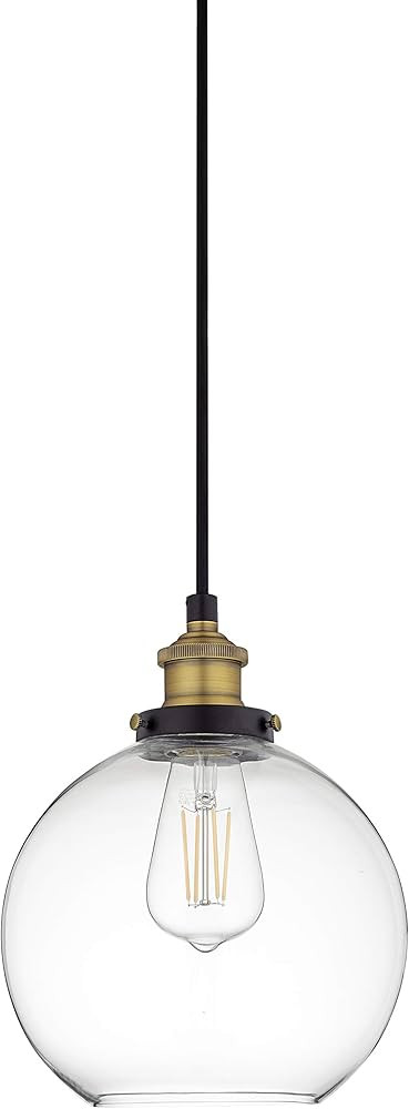 Linea di Liara Primo Large Black and Gold Glass Globe Pendant Light Fixture Farmhouse Pendant Lig... | Amazon (US)