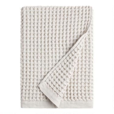 Light Gray Waffle Weave Cotton Bath Towel | World Market