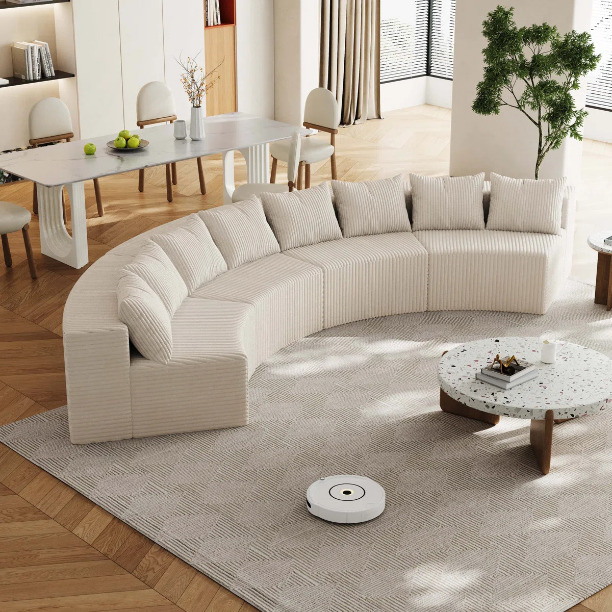 Comfortable Curved Sectional Sofa with Multiple Pillows for Various Rooms | Wayfair North America